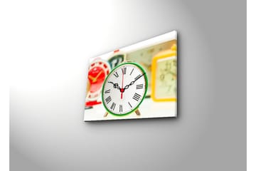 Dekorativ Canvasmålning med Klocka - Flerfärgad - Inredning - Väggdekor - Väggklocka & väggur