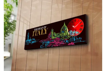 Dekorativ Canvasmålning med Klocka - Flerfärgad - Inredning - Väggdekor - Väggklocka & väggur