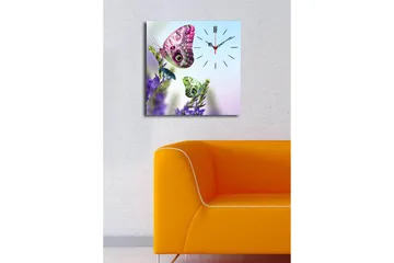 Dekorativ Canvasmålning med Klocka - Flerfärgad - Inredning - Väggdekor - Väggklocka & väggur
