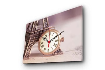 Dekorativ Canvasmålning med Klocka - Flerfärgad - Inredning - Väggdekor - Väggklocka & väggur