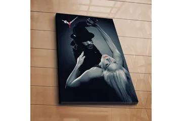 Dekorativ Canvasmålning med Klocka - Flerfärgad - Inredning - Väggdekor - Väggklocka & väggur