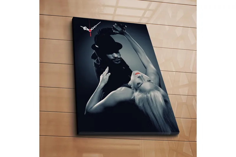 Dekorativ Canvasmålning med Klocka, Flerfärgad