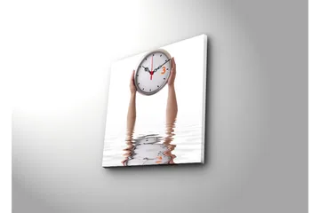 Dekorativ Canvasmålning med Klocka - Flerfärgad - Inredning - Väggdekor - Väggklocka & väggur