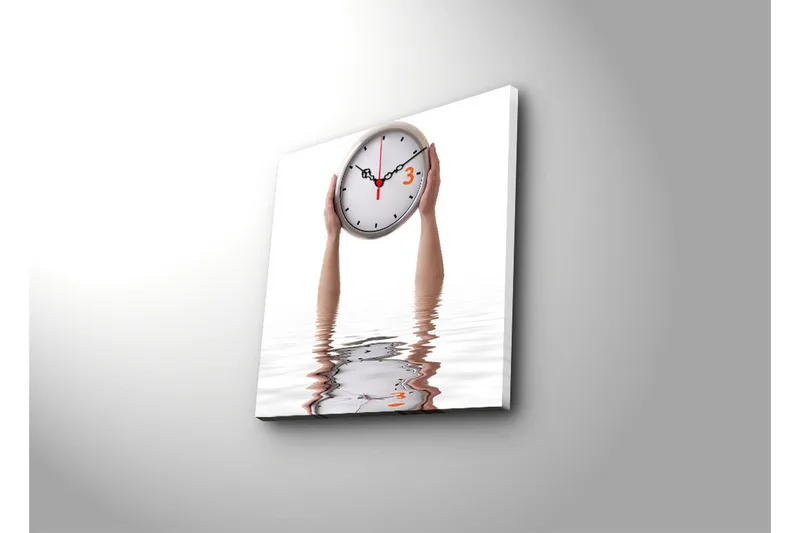 Dekorativ Canvasmålning med Klocka - Flerfärgad - Inredning - Väggdekor - Väggklocka & väggur