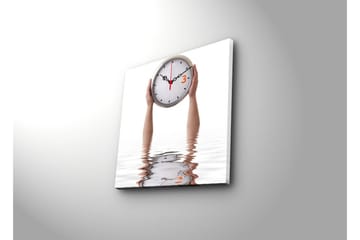 Dekorativ Canvasmålning med Klocka - Flerfärgad - Inredning - Väggdekor - Väggklocka & väggur