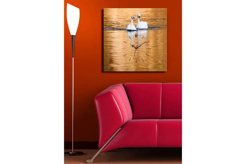 Dekorativ Canvasmålning med Klocka - Flerfärgad - Inredning - Väggdekor - Väggklocka & väggur