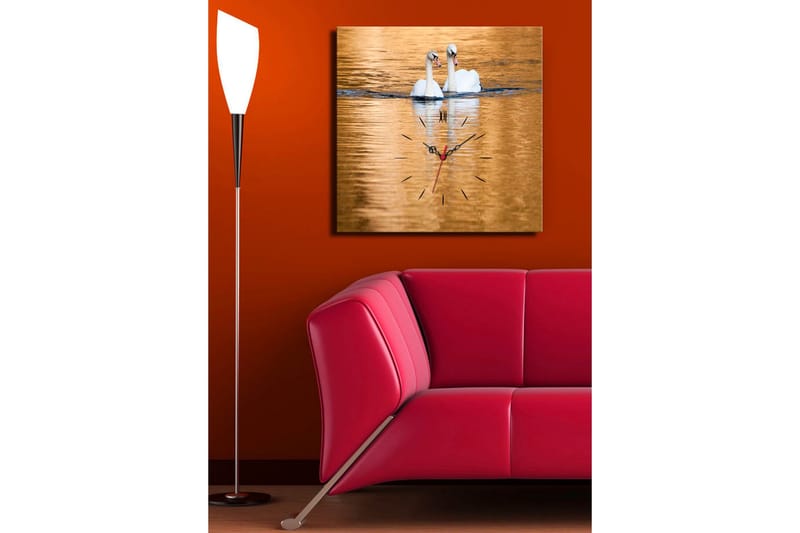 Dekorativ Canvasmålning med Klocka - Flerfärgad - Inredning - Väggdekor - Väggklocka & väggur