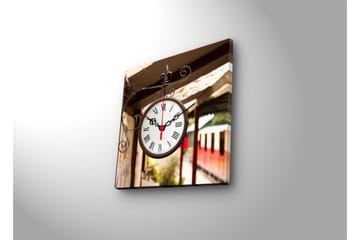 Dekorativ Canvasmålning med Klocka - Flerfärgad - Inredning - Väggdekor - Väggklocka & väggur