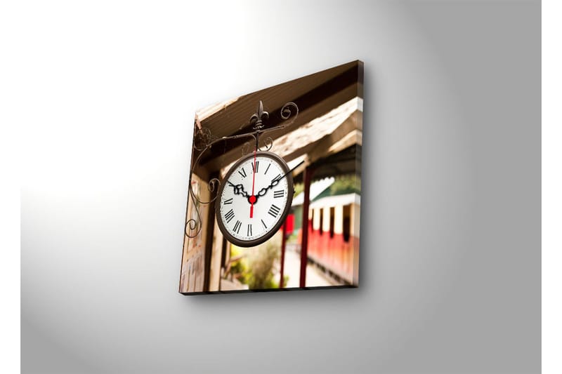 Dekorativ Canvasmålning med Klocka - Flerfärgad - Inredning - Väggdekor - Väggklocka & väggur