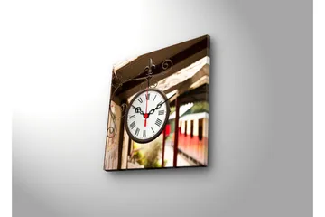 Dekorativ Canvasmålning med Klocka - Flerfärgad - Inredning - Väggdekor - Väggklocka & väggur