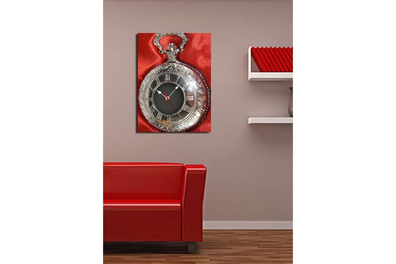 Dekorativ Canvasmålning med Klocka - Flerfärgad - Inredning - Väggdekor - Väggklocka & väggur