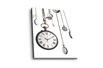 Dekorativ Canvasmålning med Klocka - Flerfärgad - Inredning - Väggdekor - Väggklocka & väggur