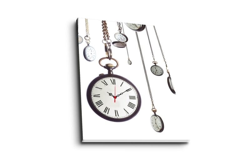 Dekorativ Canvasmålning med Klocka - Flerfärgad - Inredning - Väggdekor - Väggklocka & väggur