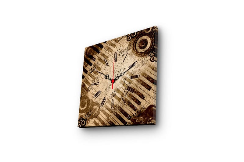 Dekorativ Canvasmålning med Klocka - Flerfärgad - Inredning - Väggdekor - Väggklocka & väggur