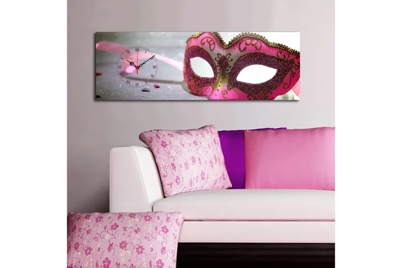 Dekorativ Canvasmålning med Klocka - Flerfärgad - Inredning - Väggdekor - Väggklocka & väggur