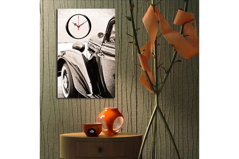 Dekorativ Canvasmålning med Klocka - Flerfärgad - Inredning - Väggdekor - Väggklocka & väggur