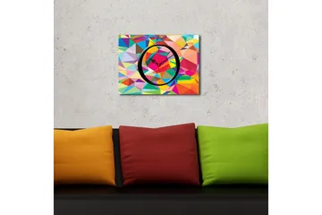 Dekorativ Canvasmålning med Klocka - Flerfärgad - Inredning - Väggdekor - Väggklocka & väggur