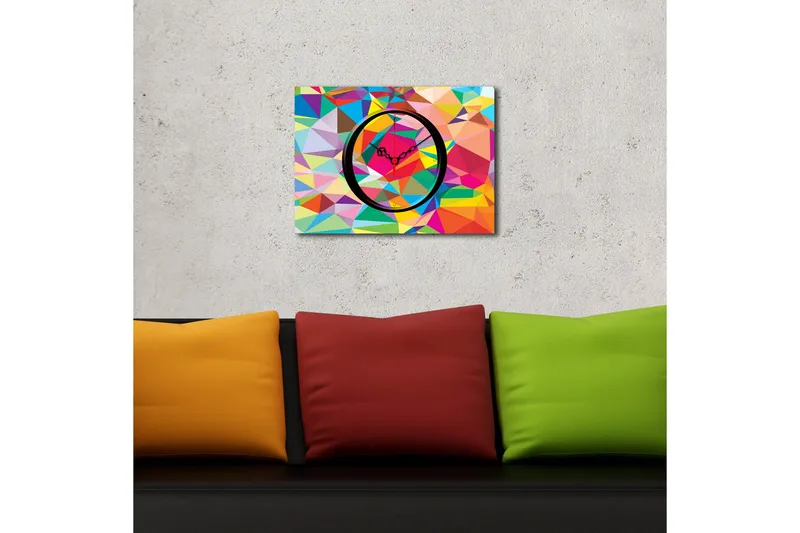 Dekorativ Canvasmålning med Klocka - Flerfärgad - Inredning - Väggdekor - Väggklocka & väggur