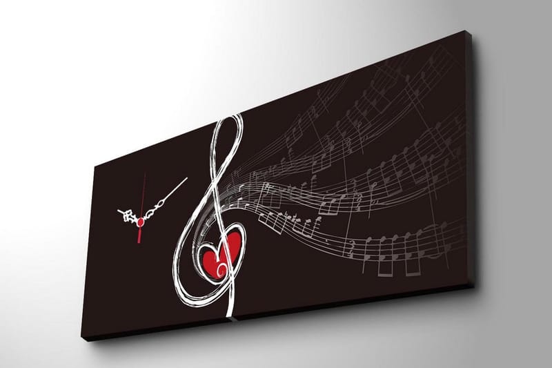 Dekorativ Canvasmålning med Klocka - Flerfärgad - Inredning - Väggdekor - Väggklocka & väggur