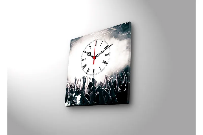 Dekorativ Canvasmålning med Klocka - Flerfärgad - Inredning - Väggdekor - Väggklocka & väggur