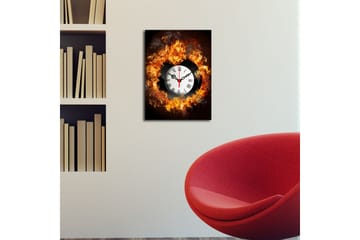 Dekorativ Canvasmålning med Klocka - Flerfärgad - Inredning - Väggdekor - Väggklocka & väggur