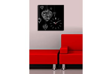 Dekorativ Canvasmålning med Klocka - Flerfärgad - Inredning - Väggdekor - Väggklocka & väggur