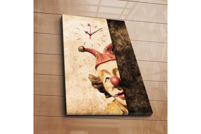 Dekorativ Canvasmålning med Klocka, Flerfärgad