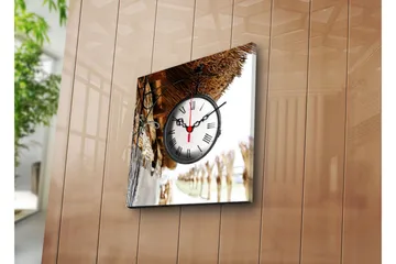 Dekorativ Canvasmålning med Klocka - Flerfärgad - Inredning - Väggdekor - Väggklocka & väggur