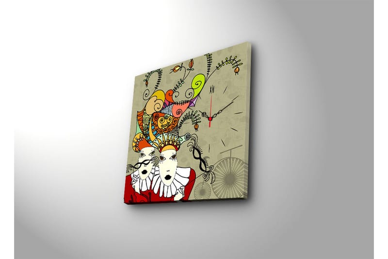 Dekorativ Canvasmålning med Klocka - Flerfärgad - Inredning - Väggdekor - Väggklocka & väggur