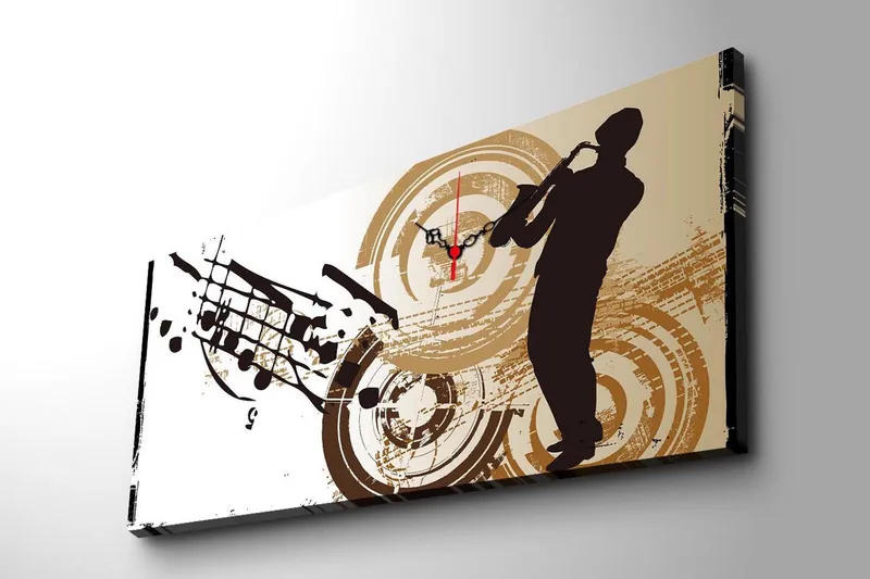 Dekorativ Canvasmålning med Klocka - Flerfärgad - Inredning - Väggdekor - Väggklocka & väggur