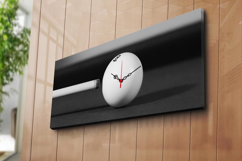 Dekorativ Canvasmålning med Klocka - Flerfärgad - Inredning - Väggdekor - Väggklocka & väggur