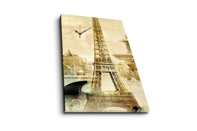 Dekorativ Canvasmålning med Klocka - Flerfärgad - Inredning - Väggdekor - Väggklocka & väggur