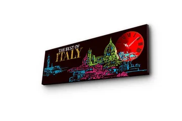 Dekorativ Canvasmålning med Klocka - Flerfärgad - Inredning - Väggdekor - Väggklocka & väggur