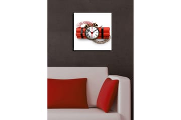 Dekorativ Canvasmålning med Klocka - Flerfärgad - Inredning - Väggdekor - Väggklocka & väggur