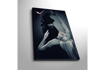 Dekorativ Canvasmålning med Klocka - Flerfärgad - Inredning - Väggdekor - Väggklocka & väggur