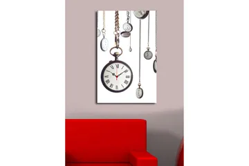 Dekorativ Canvasmålning med Klocka - Flerfärgad - Inredning - Väggdekor - Väggklocka & väggur