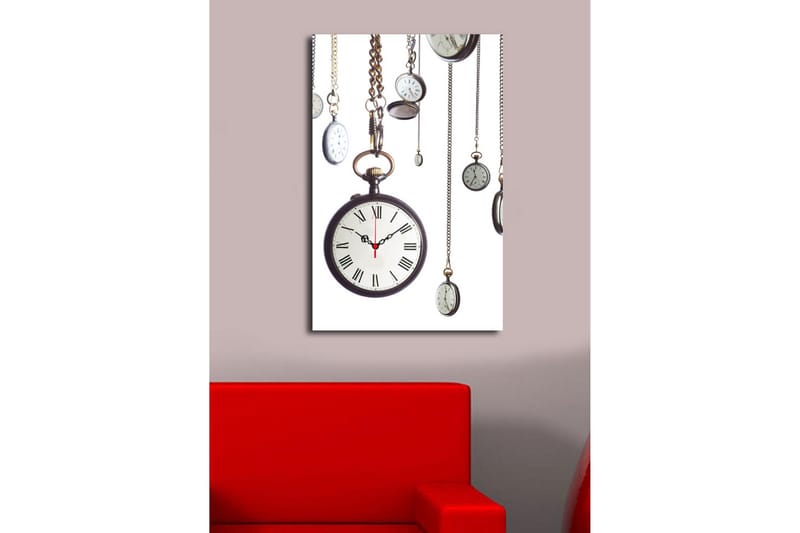Dekorativ Canvasmålning med Klocka - Flerfärgad - Inredning - Väggdekor - Väggklocka & väggur
