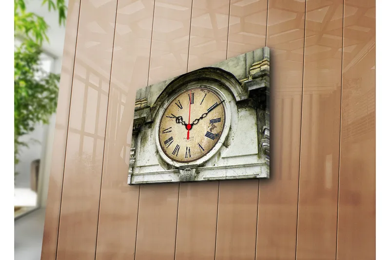 Dekorativ Canvasmålning med Klocka, Flerfärgad