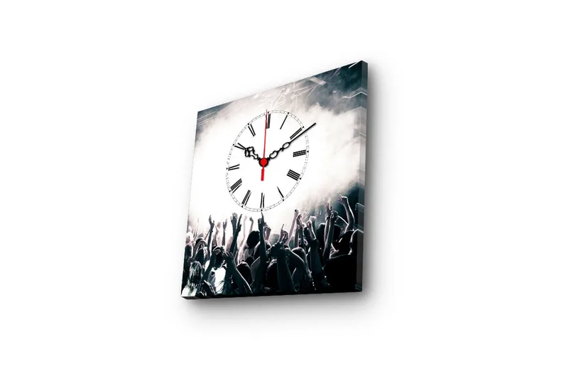 Dekorativ Canvasmålning med Klocka - Flerfärgad - Inredning - Väggdekor - Väggklocka & väggur