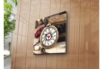 Dekorativ Canvasmålning med Klocka - Flerfärgad - Inredning - Väggdekor - Väggklocka & väggur