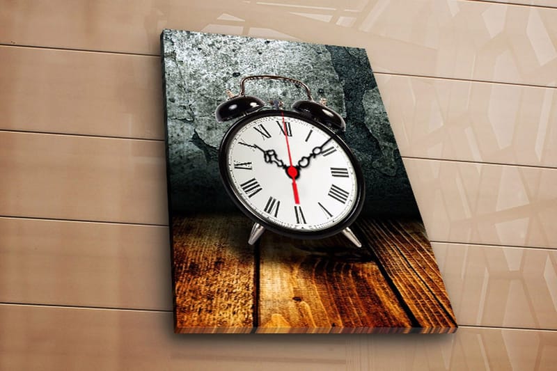 Dekorativ Canvasmålning med Klocka, Flerfärgad