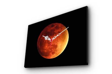 Dekorativ Canvasmålning med Klocka - Flerfärgad - Inredning - Väggdekor - Väggklocka & väggur