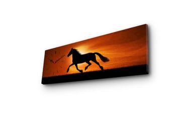 Dekorativ Canvasmålning med Klocka - Flerfärgad - Inredning - Väggdekor - Väggklocka & väggur