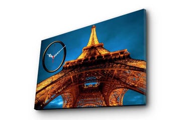 Dekorativ Canvasmålning med Klocka - Flerfärgad - Inredning - Väggdekor - Väggklocka & väggur