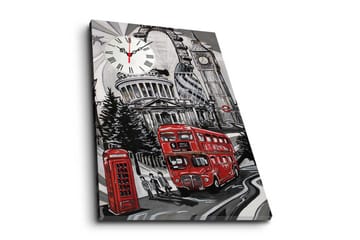 Dekorativ Canvasmålning med Klocka - Flerfärgad - Inredning - Väggdekor - Väggklocka & väggur