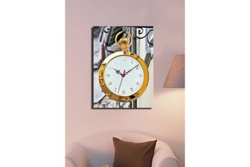 Dekorativ Canvasmålning med Klocka - Flerfärgad - Inredning - Väggdekor - Väggklocka & väggur