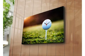 Dekorativ Canvasmålning med Klocka - Flerfärgad - Inredning - Väggdekor - Väggklocka & väggur