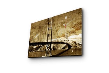 Dekorativ Canvasmålning med Klocka - Flerfärgad - Inredning - Väggdekor - Väggklocka & väggur