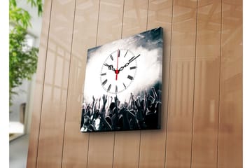 Dekorativ Canvasmålning med Klocka - Flerfärgad - Inredning - Väggdekor - Väggklocka & väggur