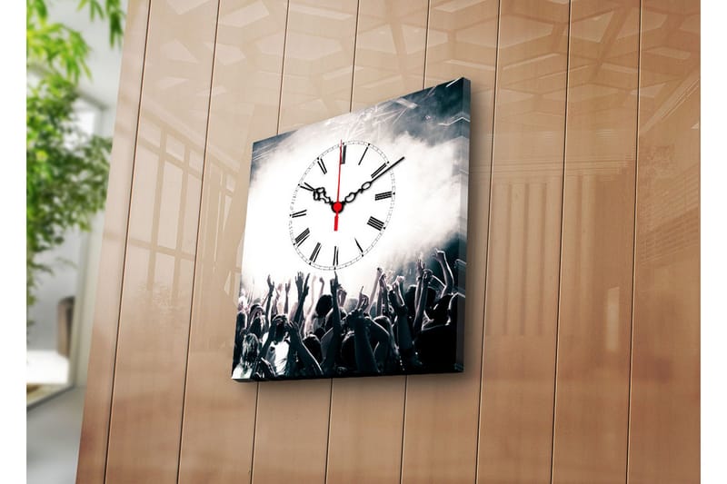 Dekorativ Canvasmålning med Klocka, Flerfärgad